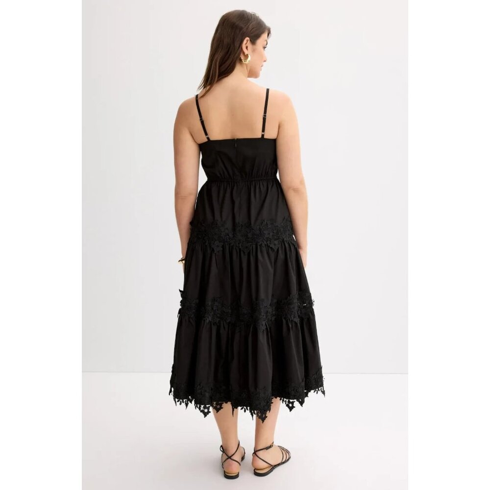 Jason Wu Lace Tiered Cotton Eyelet Midi Dress – Size L (Retail $410) - Picture 6 of 15